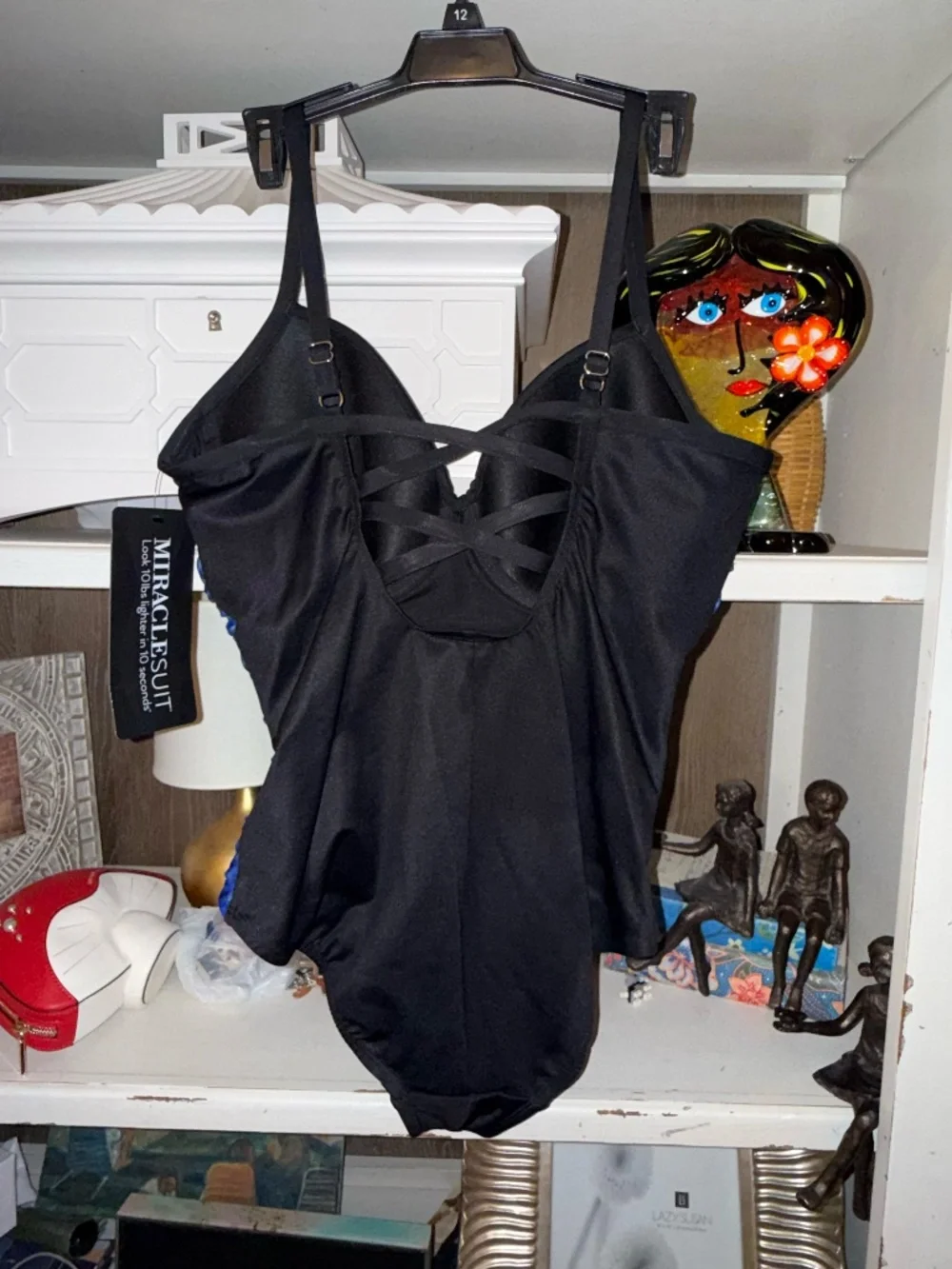 Miraclesuit black blue Paka Mayan Temptress one piece swimsuit sz 14